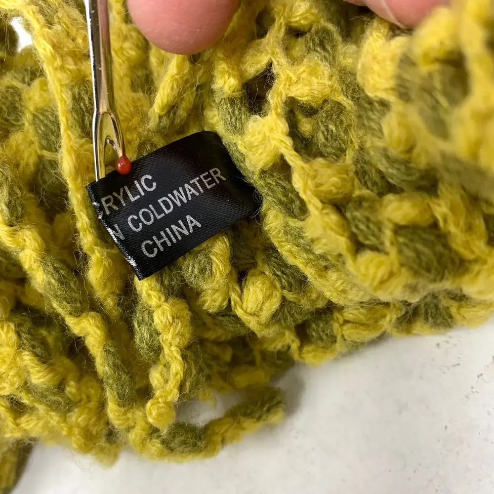 Unbranded Infinity Scarf Chunky Crochet Knit Yellow Olive Green